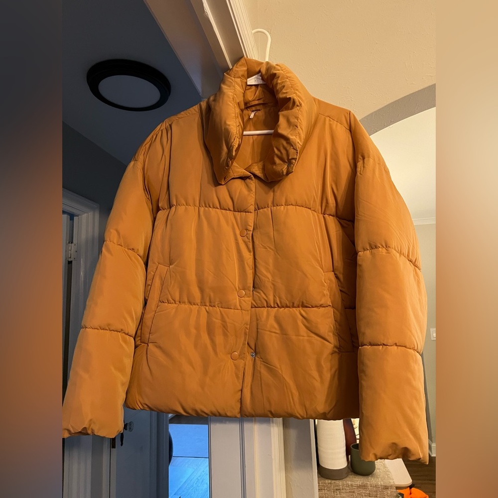 Free People Mustard Puffer Coat